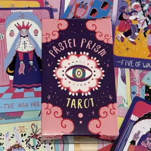 Pastel Prism Tarot Cards 78Pcs Divination Fate Imbued With The Soothing Tones Of A Pink and Sky-blue Color Palette Game Cards