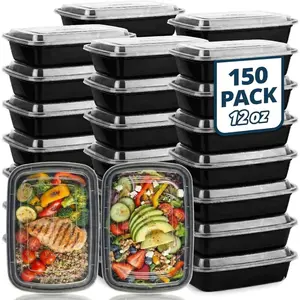 iya Meal Prep Conainers wih  - 150 Pack 12 oz  Plasic  Sorage Conainers Leak-Proof, Microwave, Dishwasher & Freezer Safe  o-Go Boxes for Porion Conrol & Caering