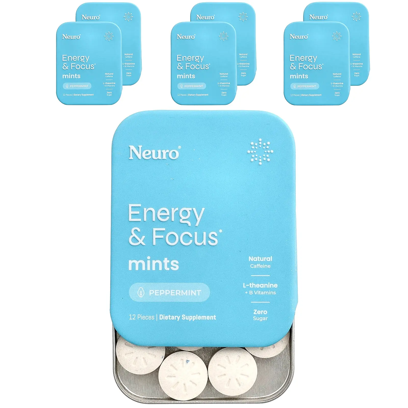 NeuroGum Mints, Energy & Focus, Peppermint, 6 Packs, 12 Pieces Each NeuroGum Mints, Energy & Focus, Peppermint, 6 Packs, 12 Pieces Each
