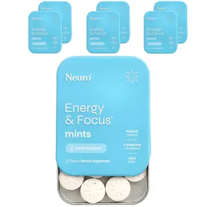 NeuroGum Mints, Energy & Focus, Peppermint, 6 Packs, 12 Pieces Each