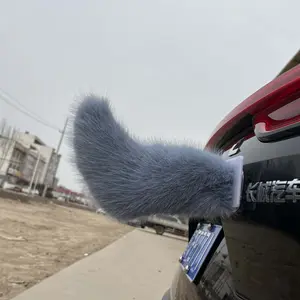 Faux Fox Fur Electric Vehicle Tail Decoration Battery Powered Swinging Car Rear Accessory Waggling Tail For Outdoor Riding Auto Exterior Decor
