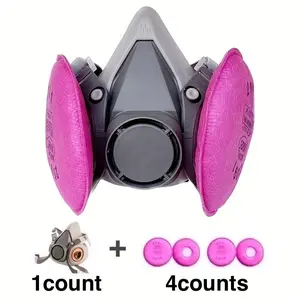 Half Face Mask with 4 Filter Cotton, Reusable Dustproof Protective Mask, Breathable Face Cover for Paint, Woodworking, Construction, Grinding, Spraying, Chemicals