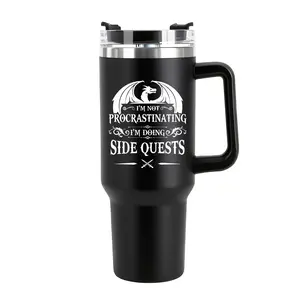20 / 40oz Funny DnD RPG Gamer Tumbler, "Side Quests" Quote Insulated Mug, Dragon Design Gaming Cup, Funny Gift for DnD Lovers, Perfect Father's Day & Birthday Gift for Dad & Men ，Coffee cup Stainless Steel Travel Mugs, summervibes