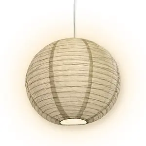 LANTERN + CORD + COLOR BULB | White Crepe Premium Paper Lantern with Pendant Cord Combo Kit, Switch, E26, Warm White Bulb