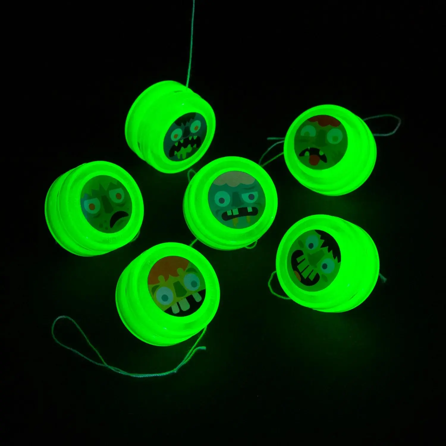 1 1/4" Bulk 48 Pc. Mini Glow-in-the-Dark Zombie Plastic YoYos, Light Up Your Space