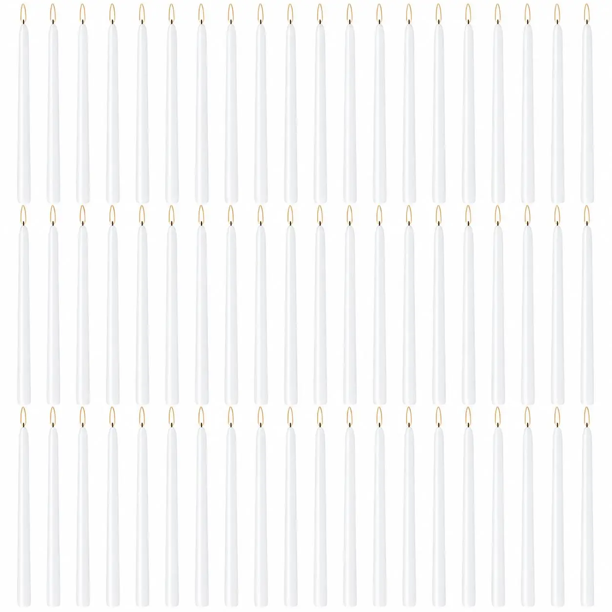 60 Pack Tall White Taper Candles, 10 inch (H) Dripless, Unscented Dinner Candle, Smokeless Taper Candles, Paraffin Wax with Cotton Wicks, 8 Hours Burn Time