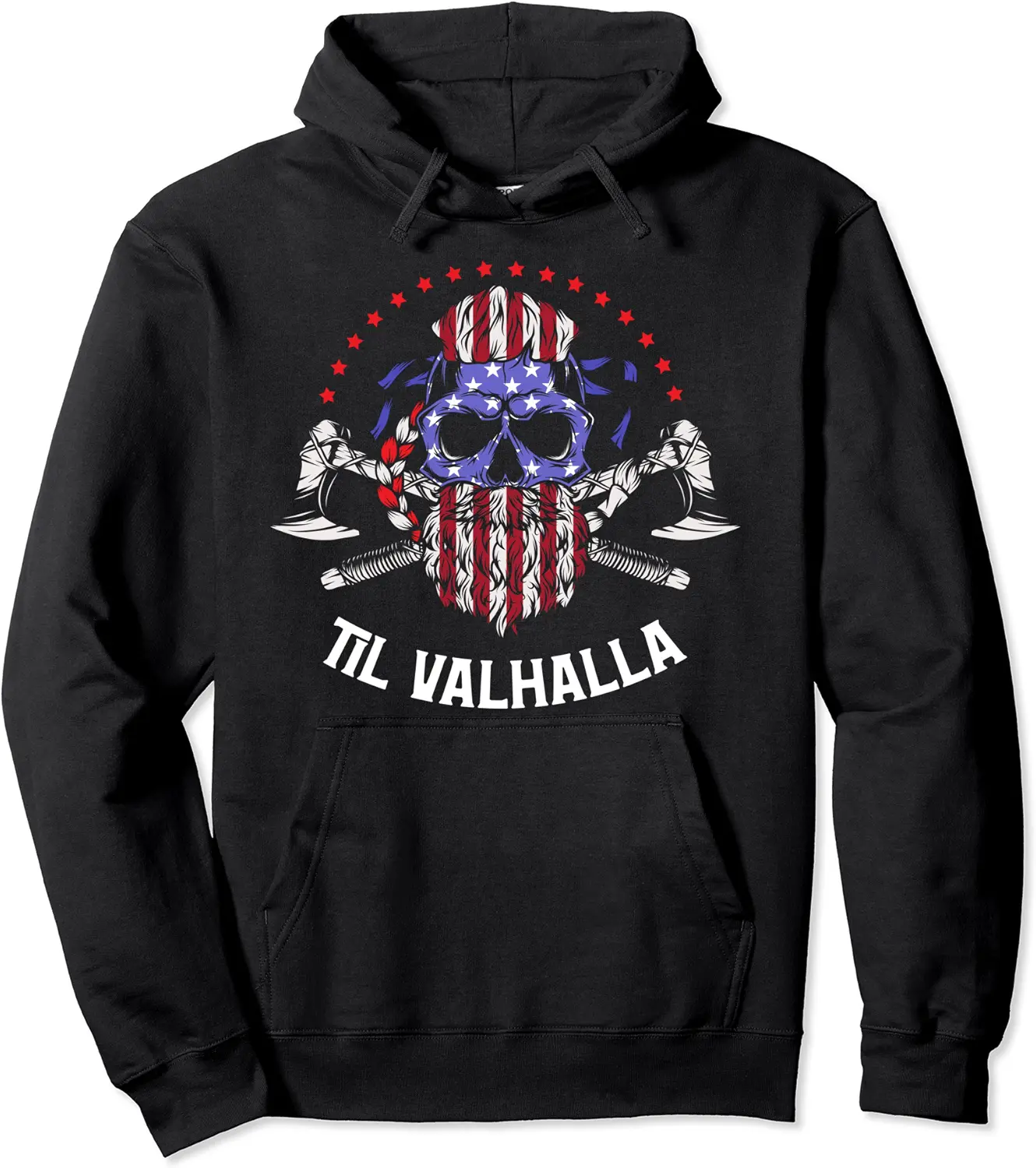 Til Valhalla American Viking, Odin Norse Man US Flag Pullover Hoodie - Gabriellef Shop 40B095Z3W1Y4
