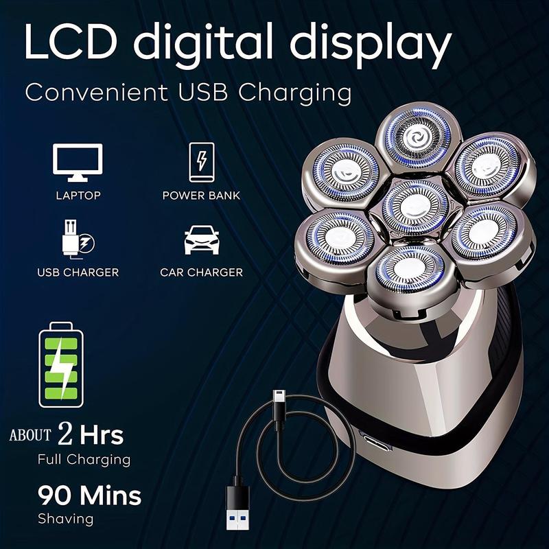 5 in 1 Electric Hair Trimmer Kit, Rechargeable Electric Head Shaver for Men, Waterproof Portable Shaver Grooming Kit, Dry Wet Shaving for Men