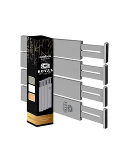 Royal Craft Wood Drawer Dividers, Set of 4 - Adjustable & Expandable Wooden Bamboo Drawer Dividers, Drawer Separators - Storage Accessories Room