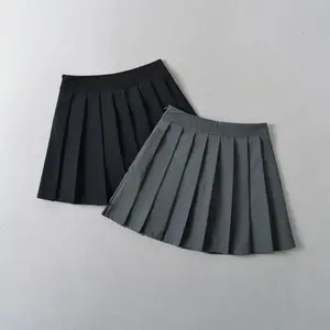 WWomen's Fashion Solid Color Light Anti-slip Pleated Skirt Retro Fresh Casual High-waisted Women's Culottes