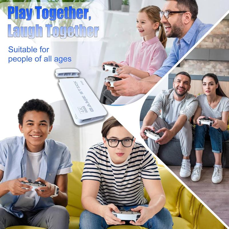 Retro Gaming Console & Gaming Stick with 20,000+ Preloaded Games, 4K Ultra HD & Dual Wireless Controllers — Plug & Play for Family Fun, 64GB Memory