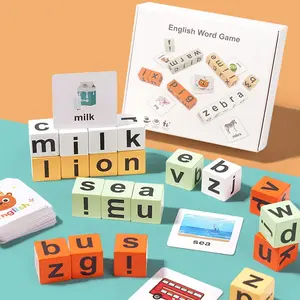 English Learning Puzzle Game, Alphabet Cards Building Blocks, Early Education Educational Toy, Brain-Boosting Fun for Kids