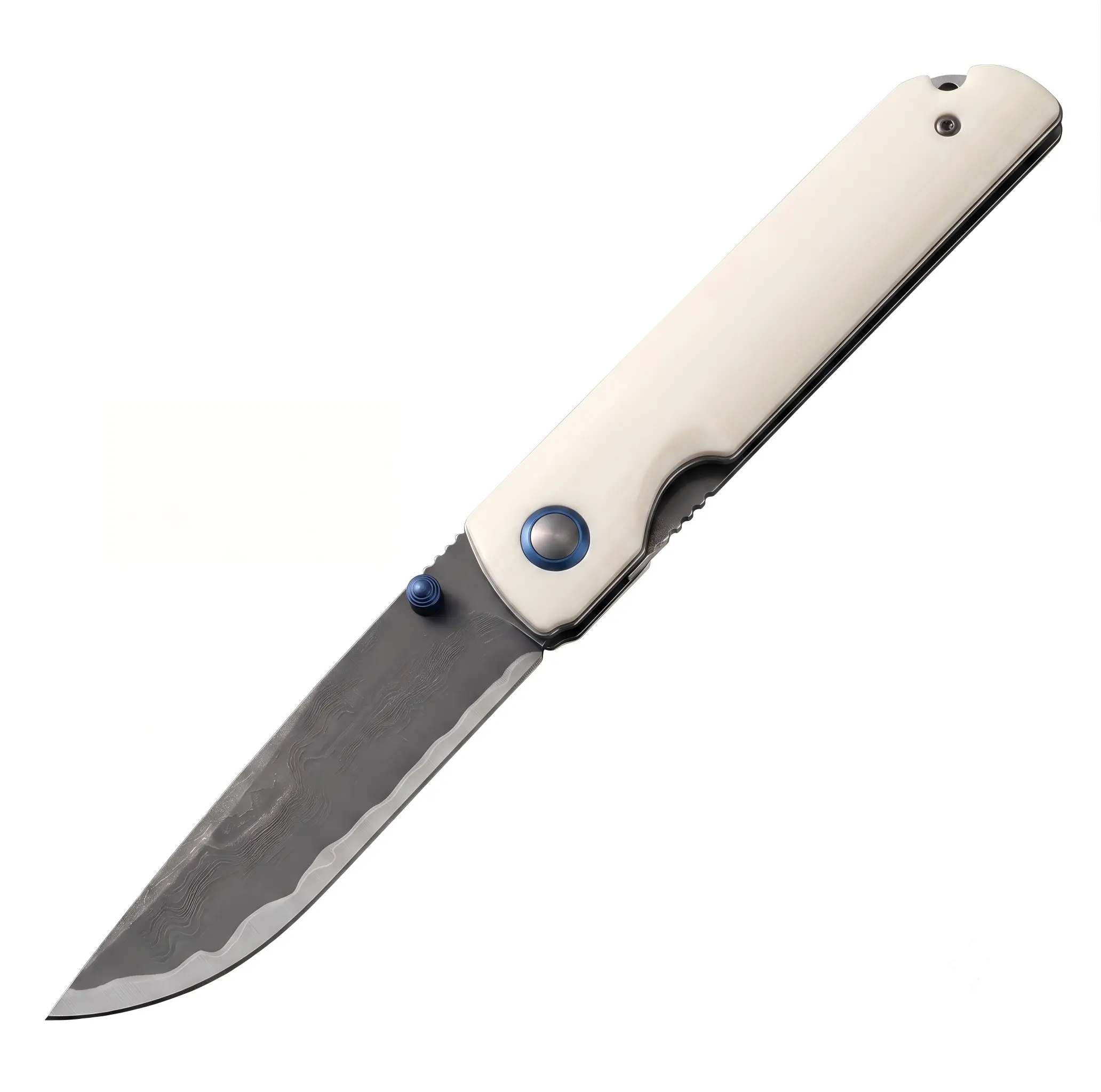 DJ-175 Folding EDC Knife with San Mai Steel and Cow Bone Handle, Great for Chefs
