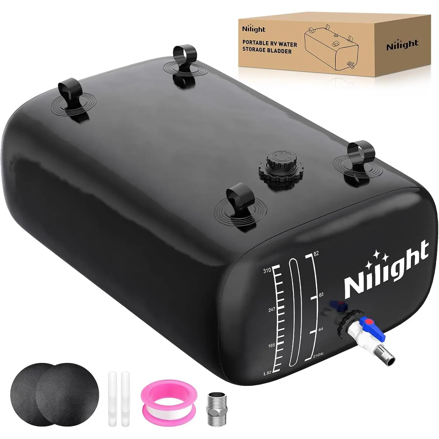 Nilight 87Gal/330L Leak-Proof 1000D PVC Portable Water Tank - Foldable Camping Accessory with High-Density Black Coating, Rainproof, Crack-Resistant, Wear-Resistant, Hose-Compatible, Emergency Water Supply, RV & Garden Use, Agricultural Fire Protection