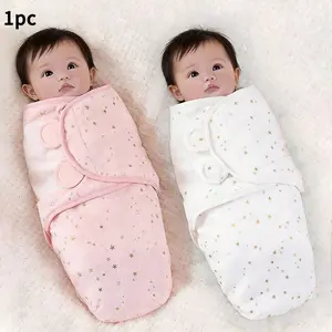 1pc Baby Gold Foil Swaddle Blanket, Calming Anti-Jump Wrap, Newborn Star Pattern, Soft Skin-Friendly, Infant Comfort Cover, Soft Bedding