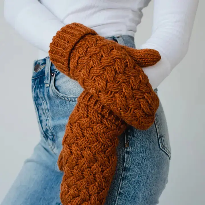 Rust Knit Mittens