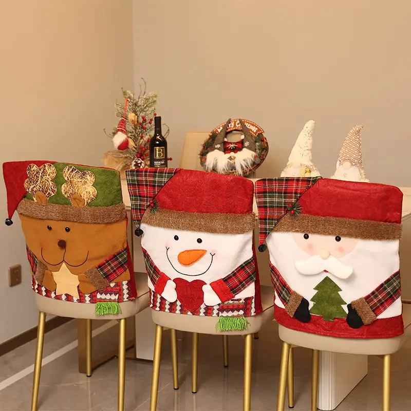 Christmas Themed Chair Cover,1 Count Cute Snowman Design Chair Slipcover,Festive Decoration for Home Living Room Bedroom Dining Room