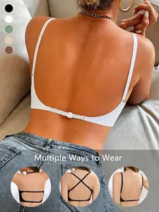 Women's Seamless Backless Bra, Multi-Strap Convertible Strap Wireless Push-Up Bra, Suitable for Wedding Dresses and Party Gowns