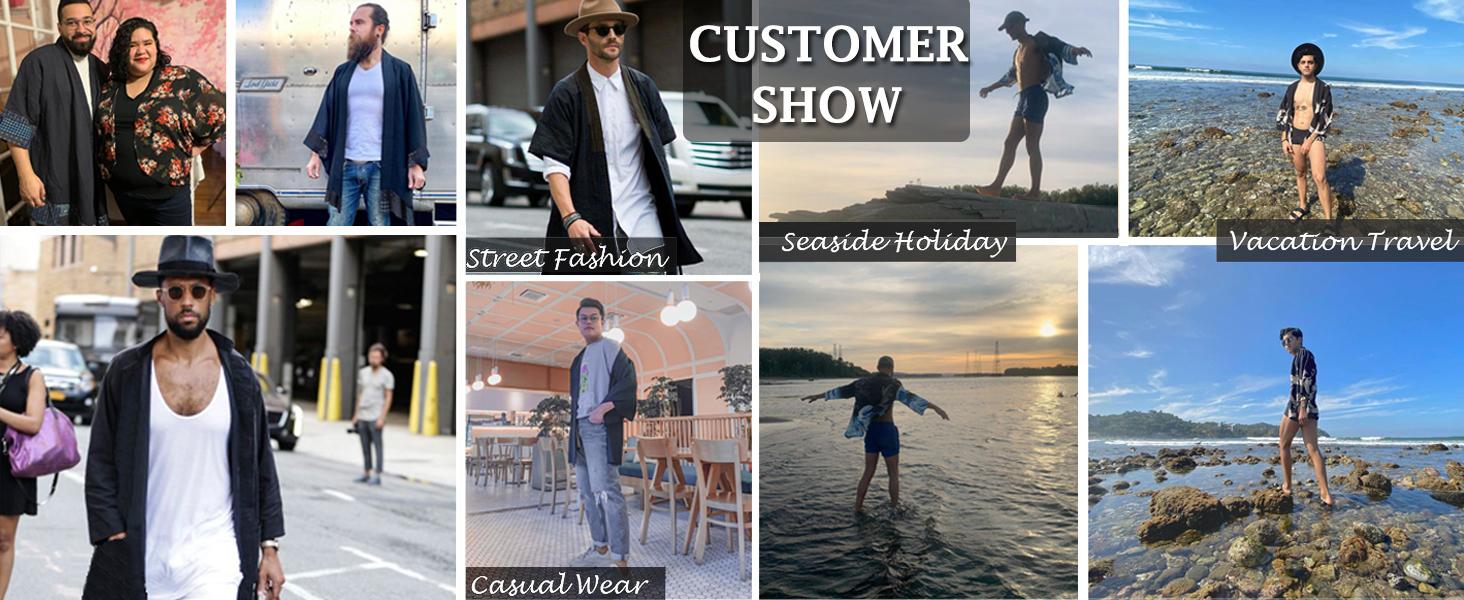 COOFANDY Men's Jackets Ruffle Shawl Collar Lightweight Cardigan Long Kimono Jackets Open Front Drape Cape Coat Casual Gift Ideas Cotton Menswear