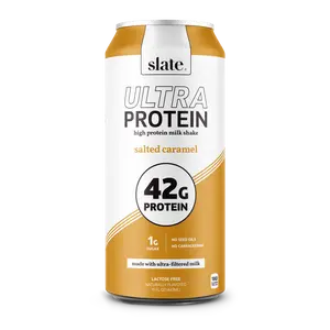 Slate Milk - Ultra High Protein Shake - Salted Caramel- 42g Protein, 1g Sugar, 180 Calories, 1g Net Carbs - Lactose Free - Post Workout - 15 fl oz