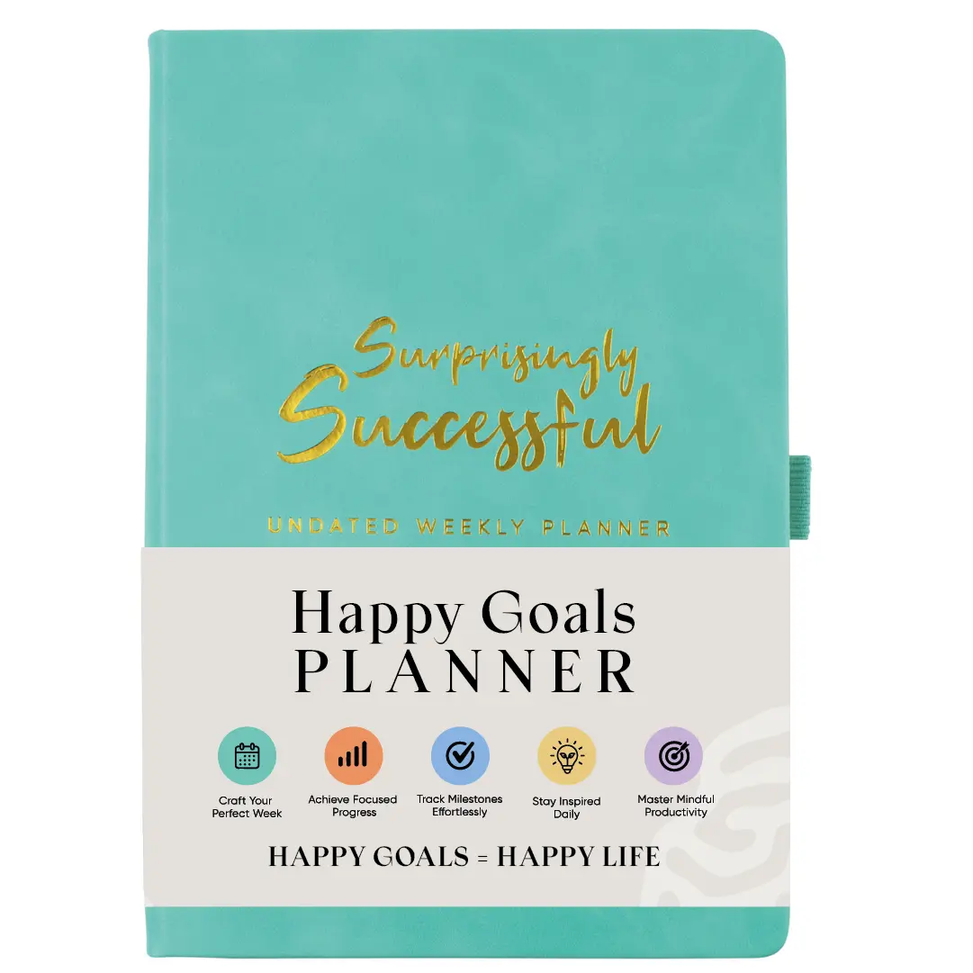 Surprisingly Successful Happy Goals Planner, Undated Weekly and Monthly - Goal Planning Journal A5 Goal Planner Blank Weekly Monthly Undated with 30 Day Challenge, Plans for a Happy Life, A5, Turquoise
