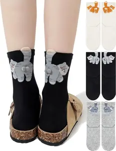 Mother's Day gift 3 Pairs  Cute Cotton  Cat Socks with  Balls Soft Comfy Fit All Seasons Gifts Stocking Stuffers Funny Socks