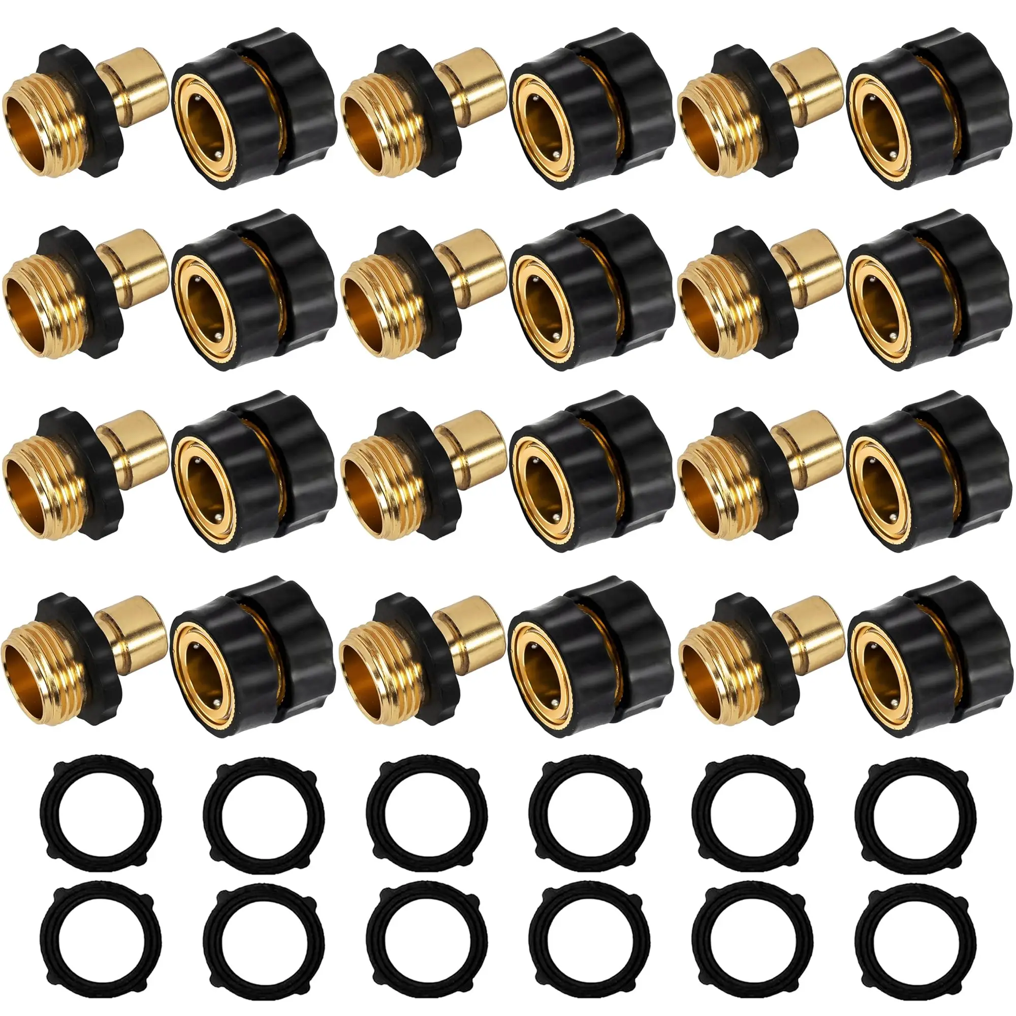 6 Pack / 12 Pack 3/4 Inch Garden Hose Quick Connect, Quick Connect Garden Hose Fittings, Male and Female Water Quick Release Hose Connector
