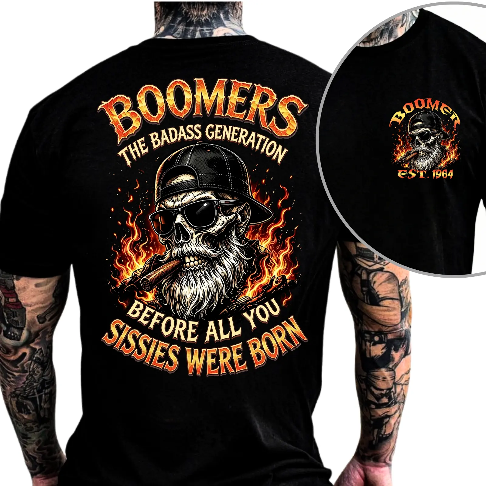 [KingZlia] Custom Year Boomer T-shirt, Boomers The Badass Generation Before All You Sissies Were Born T-Shirt – Meaningful Boomer Gift for Dad Grandpa – Personalized Birth Year Tee