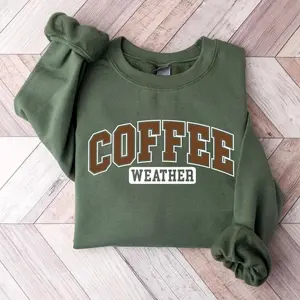 Coffee Weather Crewneck Sweatshirt – Trendy Gift for Coffee Lovers, Men’s Cotton Sweatshirt, Halloween Sweatshirt