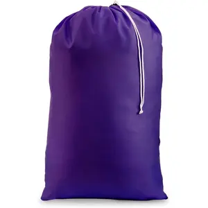 Nylon  Bag - Locking Drawstring Closure and Machine Washable. These Bags will Fit a  Basket or Hamper and   to Carry up to Three Loads of Clothes. (Purple)