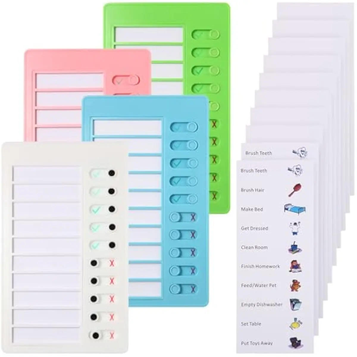 4 Pieces Chores Chart for Kids Chore Chart, Sliding Routine Chart to Do List, My Chores RV Checklist Task Planning Board for Kids and Adults, ADHD Tools Routine Visual Schedule Reminder