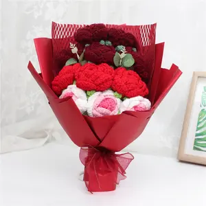 Handmade Knitted Rose Bouquet, Artificial Lifelike Flowers, Christmas, Valentine's Day, Mother's Day, Birthday Party, Holiday Gift, Eternal Bouquets