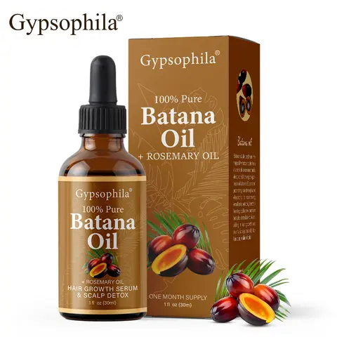 Gypsophila Organic Batana & Herbal Rosemary Oil Blend (30 mL) - Keratin-Boosting Hair Care for Men & Women, Promotes Growth, Nourishes/Detoxifies Scalp, Strengthens Hair, Reduces Loss, Enhances Moisture, Tames Frizz