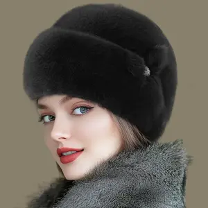 Plush Earflap Bucket Hat - Women's Winter Warm Hat with Flower Pot Design, Lightweight Knit, Polyester Hand Wash, New Year Holidays