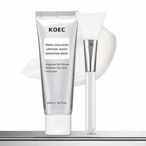 PDRN Collagen Peptide Night Wrapping Mask, Easy Peel-Off Overnight Facial Mask for Glass Skin, Moisturizing Sleeping Mask, Deep Hydration, Boosts Elasticity, Firms Sagging Skin and Smoothes Texture