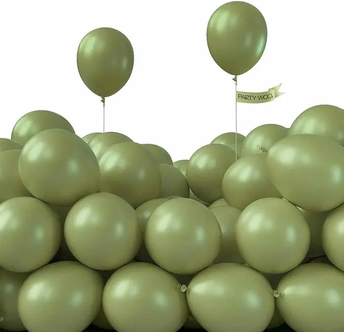 PartyWoo Sage Green Balloons 50 pcs 5 Inch Small Mini Matte Sage Olive Green Boho Neutral Eucalyptus Latex Balloons for Wedding Baby Shower Gender Reveal Birthday Party Decorations Green-F11