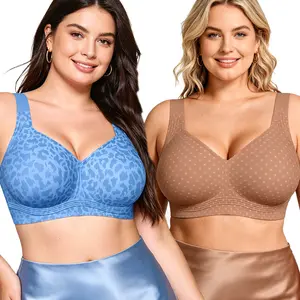 OEAK Womens Jelly Bra Wireless Leopard Plus Size Supportive Seamless Bras Full Coverage Push Up Comfortable No Underwire T Shirt Bras