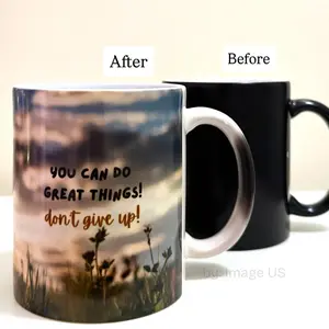 Heat Color Changing Mugs 11 oz Ceramic Durable Motivational Design Before & After Transformation You Can Do Great Things Don't Give Up