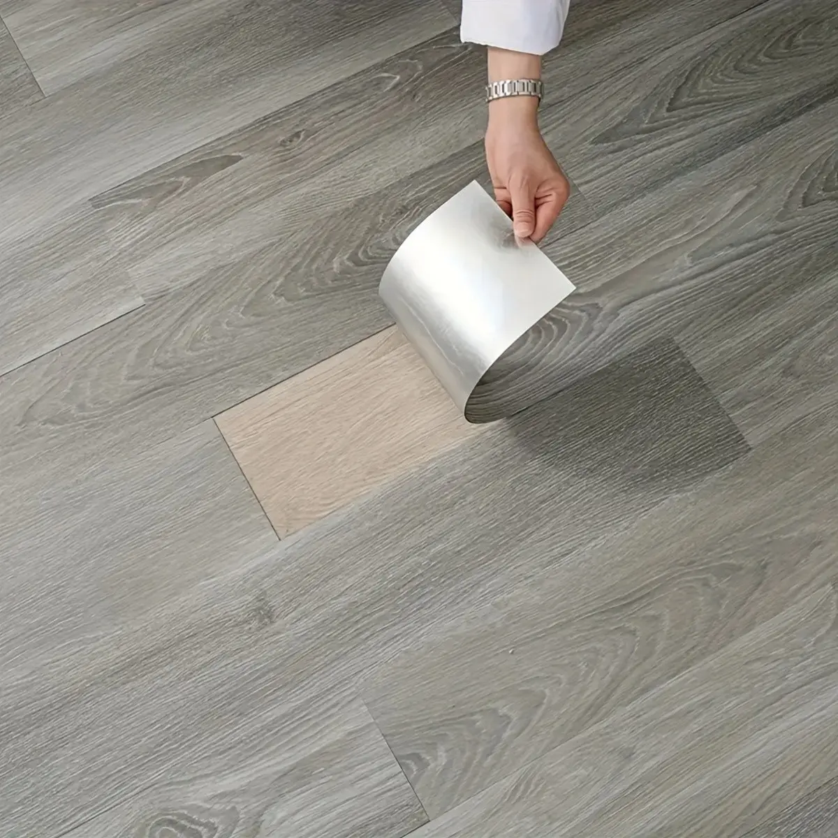 10pcs 45cm X 15cm Wood Grain Vinyl Floor Tiles, Self-Adhesive Durable Flooring, Peel and Stick Floor Tile, Easy Install for Bedroom & Home Decor, Modern PVC Floor Stickers