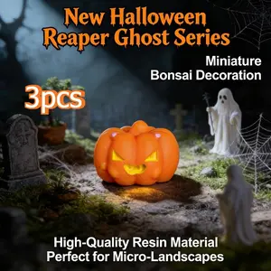 3pcs Halloween Pumpkin Mini Decorations, Micro Landscape Pottery Small Ornament, Gardening DIY Scenery Accessories, Perfect for Home Decoration