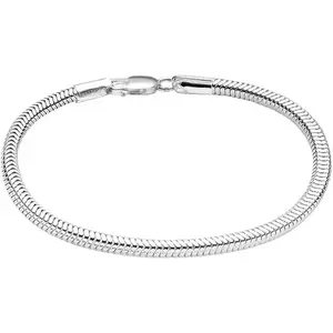 LeCalla Solid 925 Sterling Silver Italian 3MM Snake-Chain Bracelet for Men Women 7.5 Inches