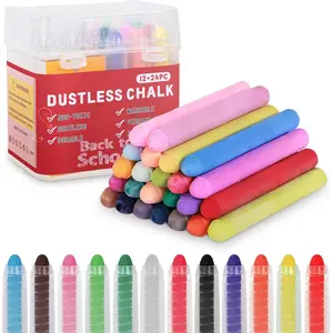 36 PCS Non-toxic Twistable Dustless Sidewalk Chalk for Kids with Holder, Dust-free Washable Toddler Chalk Art Tool for Outdoor Blackboard Drawing Writing