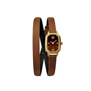 PASCAL Double Wrap Watch for Women Oval Dial with Lab-Grown Diamonds Swiss Quartz Movement Leather Strap Elegant Everyday Watch