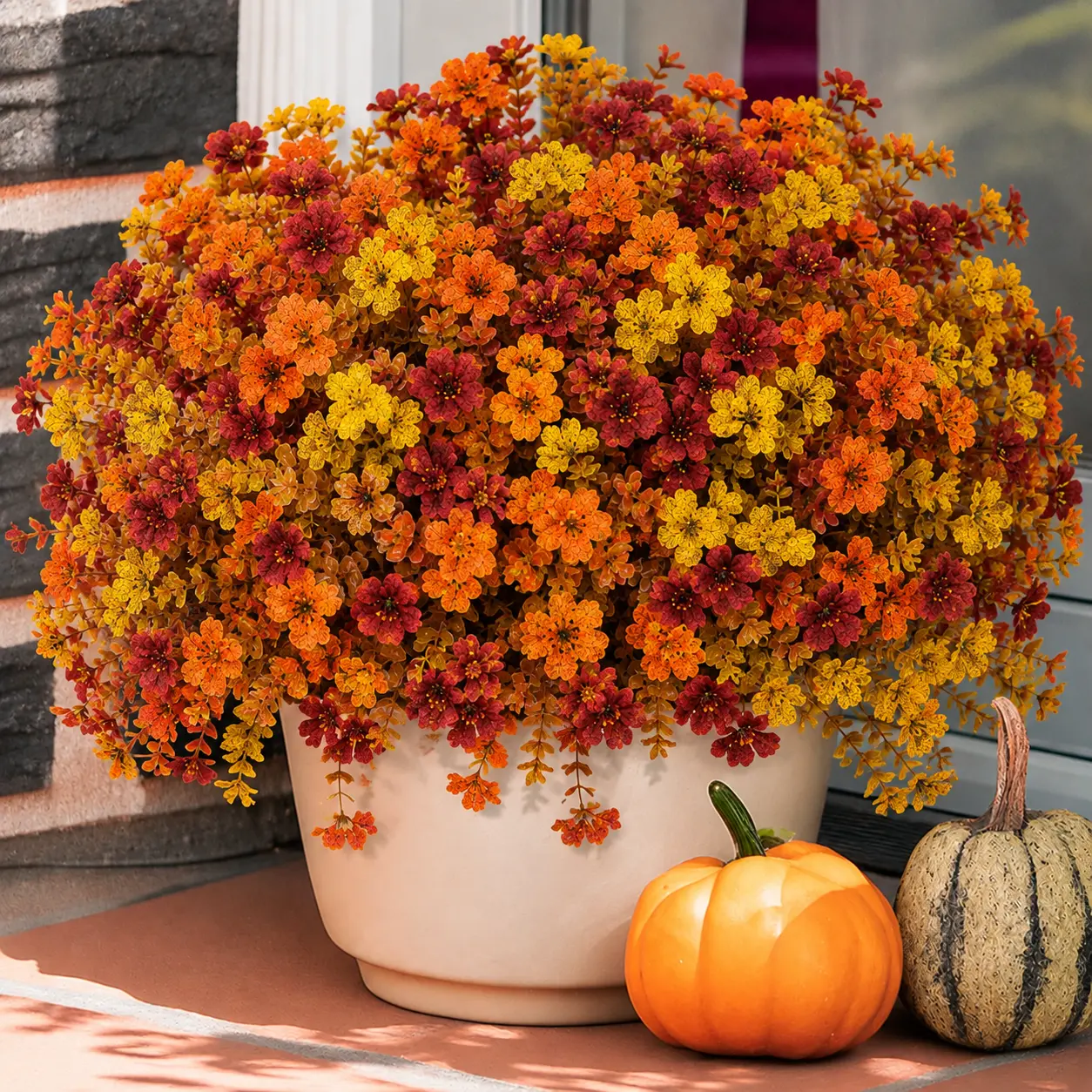 Fall Artificial Flower Halloween(6/12/24pcs/set), UV Resistant Colorful Fake Flower, Decorative Bouquet for Home Garden Party Wedding Decor, Artificial Flowers Bouquet summerwins
