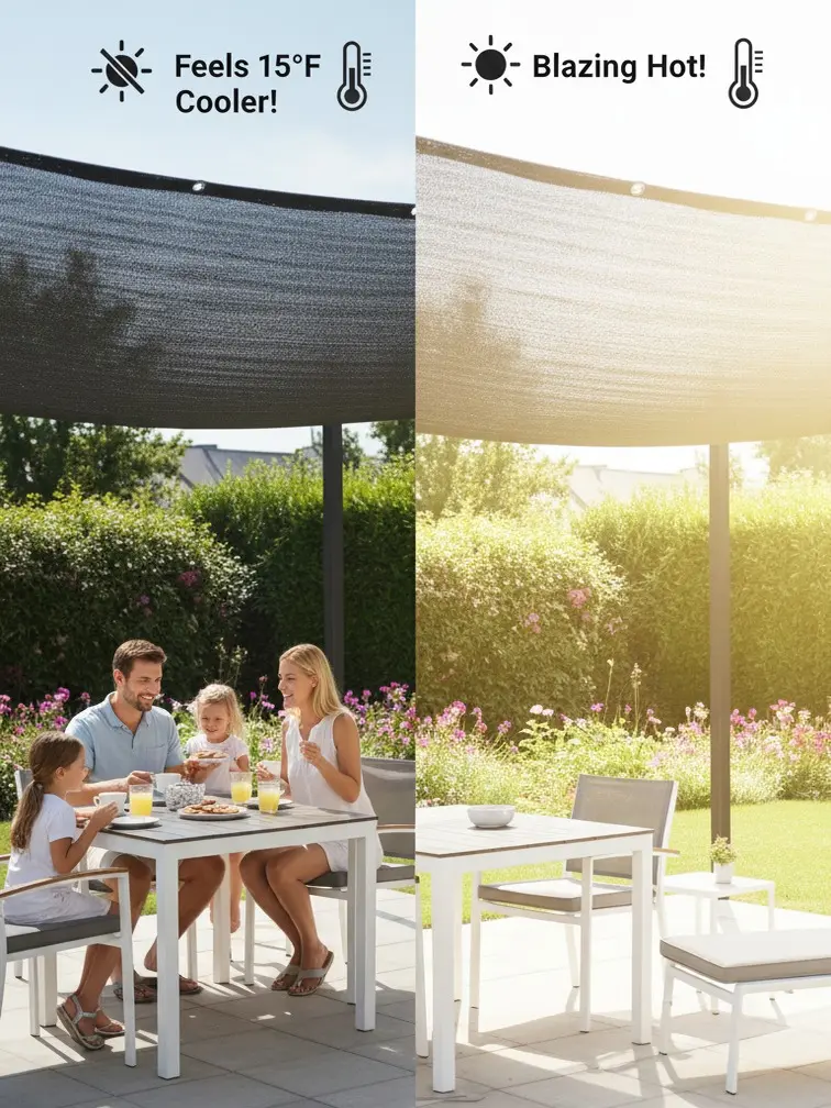 90% UV Protection Black Shade Cloth, Heavy Duty HDPE Sun Shade Mesh Fabric, Outdoor Sunblock Net for Patio Pergola, Garden, Greenhouse, Swimming Pool,Black Shade Cloth Fabric Sunscreen