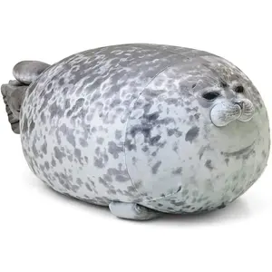 Chubby Blob Seal Pillow Cute Stuffed Cotton Plush Ocean Animal Shape Cushion for Sleeping Soothing Comfy Home Decoration Gift for Her Men's Gift 11.8 In