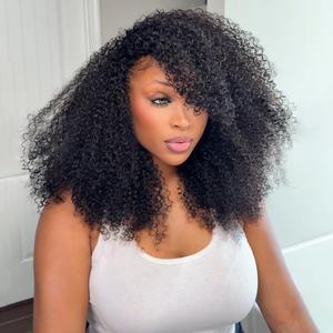 [20”Only $69] BANGJAZZ Kinky Curly Half Wig Human Hair Ready To Wear Glueless Short Curly Wigs Human Hair Upgraded Drawstring Cap 200% Density Wigs for Women Beginner Friendly #FallFreshness