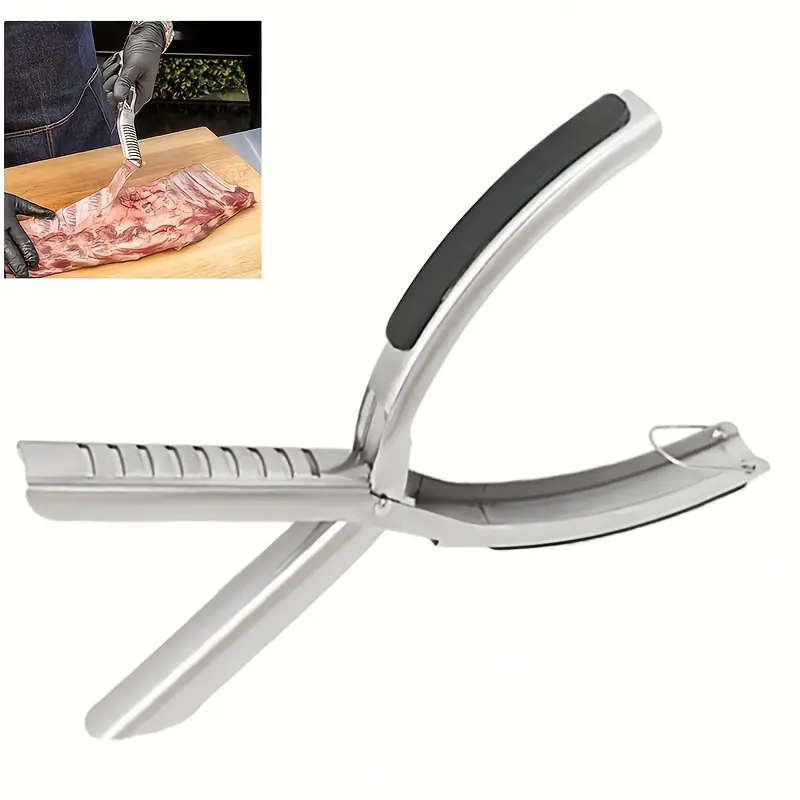 Stainless Steel Rib Membrane Remover Pliers, Heavy Duty Rib Skin Peeler & Silver Skin Remover Tool for Pork Ribs, BBQ Grill Accessories, Smoker & Kitchen Gadgets
