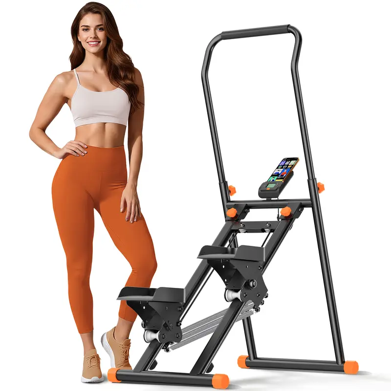 Compact Collapsible Stepper Machine for Home Gym System - Space-Saving Home Gym Equipment, 3-Level Incline, 3-Level Adjustable Resistance Springs, Quiet Drive, Lower-Body Toning, Whole Body Cardiovascular Workout Gear