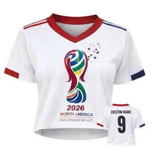 2026 North America Soccer Crop Top Jersey – Custom Name & Number USA Canada Mexico Shirt